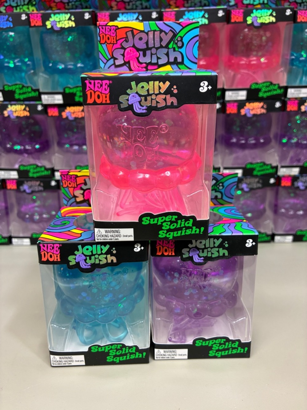 NeeDoh Jellyfish Jelly Squish Bundle Set of (3) - GENUINE Pink, Blue, Purple